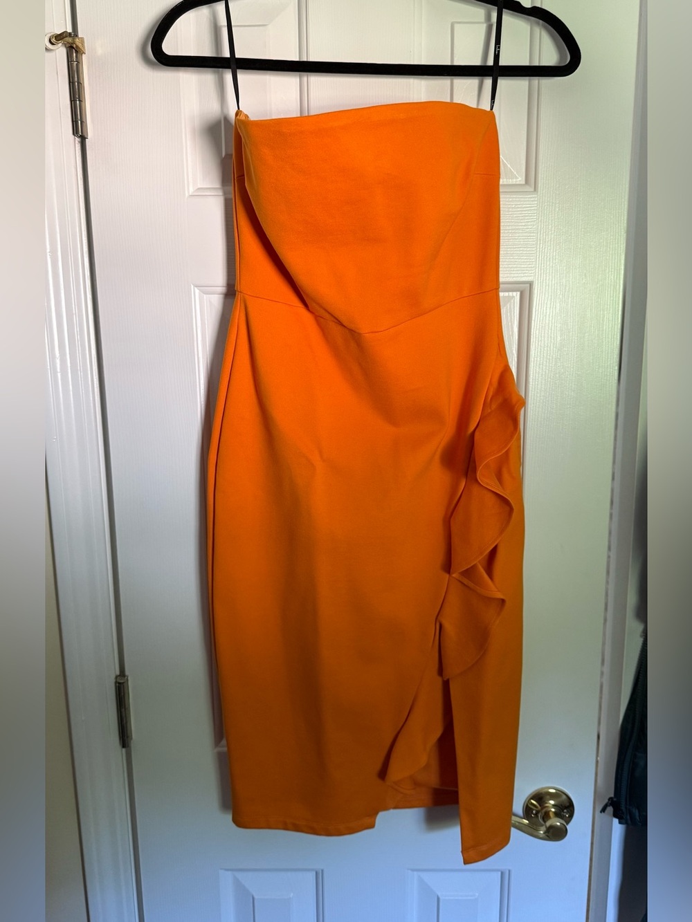 Buffalo David Bitton Vibrant Orange Strapless Ruffle Pencil Skirt